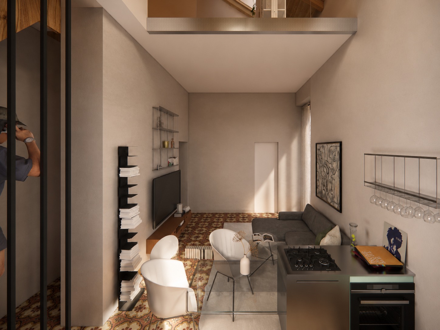 La zona giorno — openspace con cementine liberty
