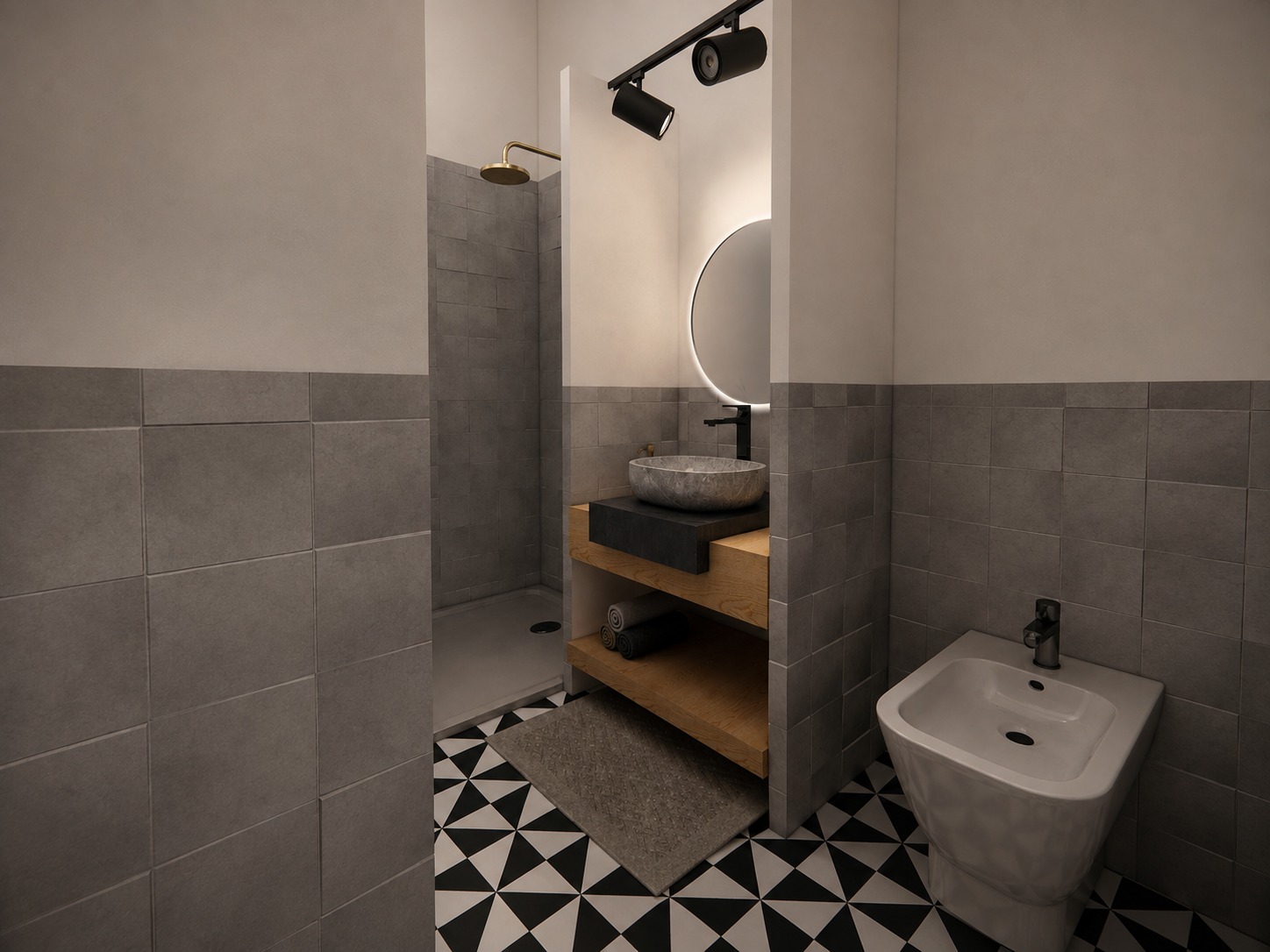 Il bagno — con doccia a vista